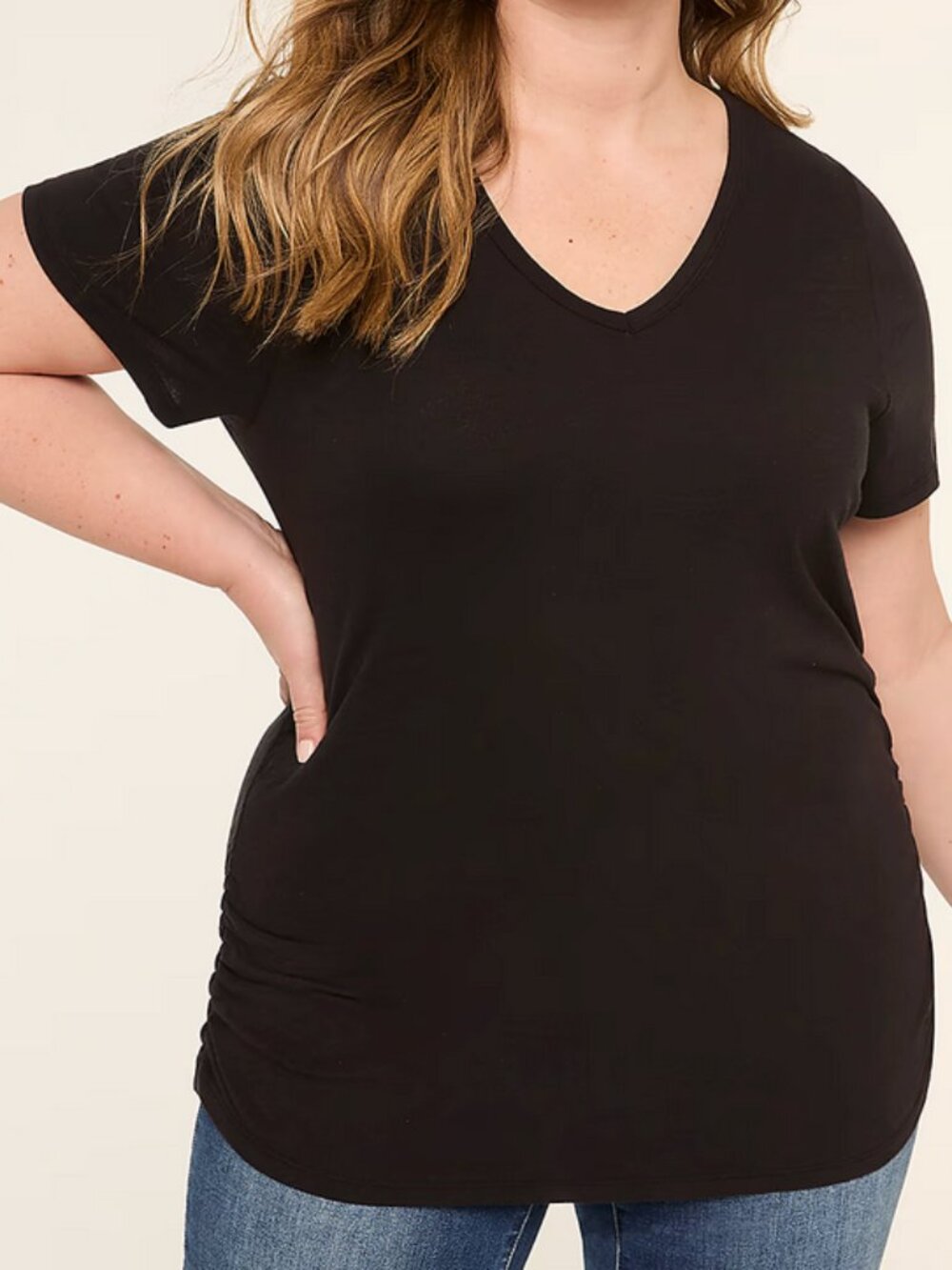 Lane Bryant Short-Sleeve V-Neck Side Ruched Tee NWT - 18/20